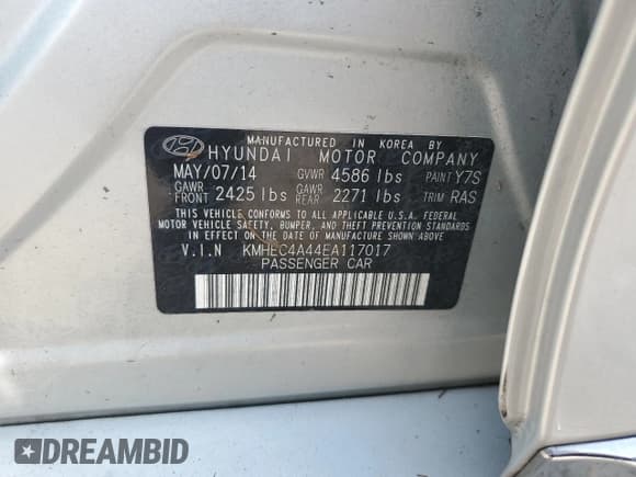 ✅ 2014 Hyundai Sonata • VIN: KMHEC4A44EA117017 • Lot: 66542364. Wystawiony na Copart z przebiegiem 54 270 mil. Bezpłatny archiwum sprzedaży aukcyjnych z USA i szczegółowy raport historii pojazdu na DreamBid. Zdjęcie 12.