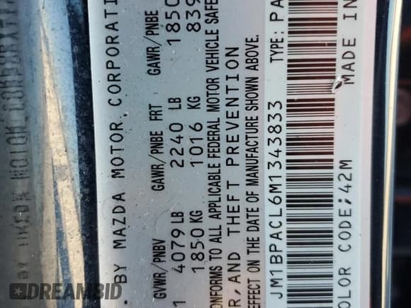 ✅ 2021 Mazda 3 Preferred • VIN: JM1BPACL6M1343833 • Лот: 68270085. Опубликован ранее на Copart с пробегом 54 079 миль. Бесплатный доступ к архиву аукционных продаж из США и подробный отчёт об истории автомобиля на DreamBid. Изображение 13.