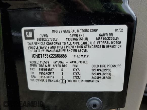 ✅ 2002 Oldsmobile Bravada • VIN: 1GHDT13SX22363855 • Lot: 71410224. Wystawiony na Copart z przebiegiem 153 624 mil. Bezpłatny archiwum sprzedaży aukcyjnych z USA i szczegółowy raport historii pojazdu na DreamBid. Zdjęcie 13.