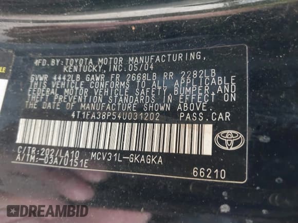 ✅ 2004 Toyota Solara SE • VIN: 4T1FA38P54U031202 • Lot: 42473913. Wystawiony na IAAI z przebiegiem 137 469 mil. Bezpłatny archiwum sprzedaży aukcyjnych z USA i szczegółowy raport historii pojazdu na DreamBid. Zdjęcie 9.