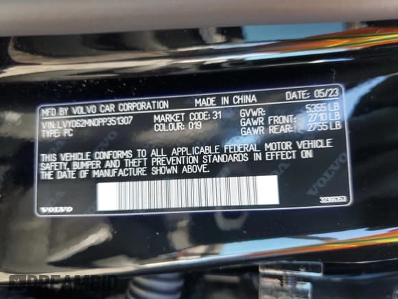 ✅ 2023 Volvo S90 Plus • VIN: LVY062MN0PP351307 • Lot: 40932624. Listed on Copart with 6,018 mi. Free auction sales archive from the USA and detailed vehicle history report at DreamBid. Image 12.