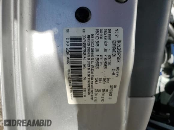 ✅ 2007 Chrysler PT Cruiser • VIN: 3A4FY48B07T545154 • Lot: 82263395. Wystawiony na Copart z przebiegiem 144 900 mil. Bezpłatny archiwum sprzedaży aukcyjnych z USA i szczegółowy raport historii pojazdu na DreamBid. Zdjęcie 13.