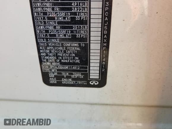 ✅ 2021 Infiniti QX50 Luxe • VIN: 3PCAJ5BAXMF114812 • Lot: 71067365. Wystawiony na Copart z przebiegiem 75 733 mil. Bezpłatny archiwum sprzedaży aukcyjnych z USA i szczegółowy raport historii pojazdu na DreamBid. Zdjęcie 14.