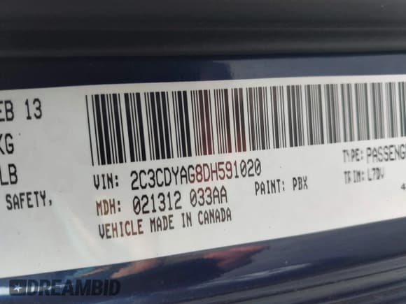 ✅ 2013 Dodge Challenger SXT • VIN: 2C3CDYAG8DH591020 • Lot: 43811585. Listed on IAAI with 120,596 mi. Free auction sales archive from the USA and detailed vehicle history report at DreamBid. Image 9.