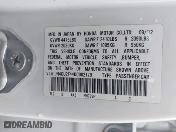 ✅ 2013 Acura TSX • VIN: JH4CU2F44DC002179 • Lot: 43053529. Listed on IAAI with 182,084 mi. Free auction sales archive from the USA and detailed vehicle history report at DreamBid. Image 9.