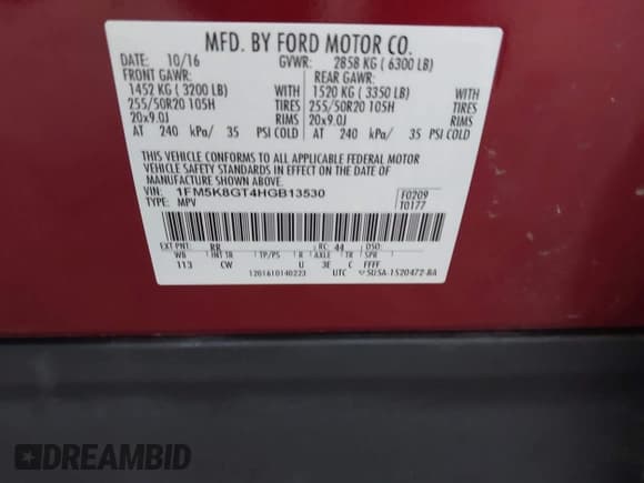 ✅ 2017 Ford Explorer Sport • VIN: 1FM5K8GT4HGB13530 • Lot: 43793305. Wystawiony na IAAI z przebiegiem 117 377 mil. Bezpłatny archiwum sprzedaży aukcyjnych z USA i szczegółowy raport historii pojazdu na DreamBid. Zdjęcie 9.