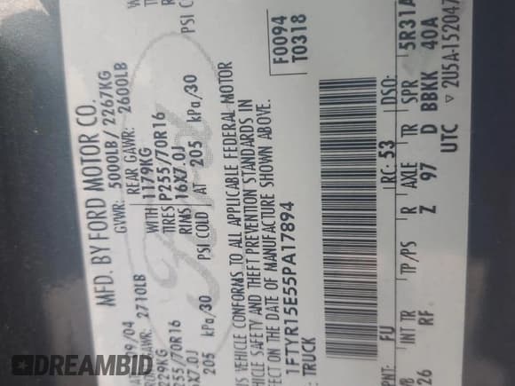 ✅ 2005 Ford Ranger XL • VIN: 1FTYR15E55PA17894 • Лот: 81883345. Опубликован ранее на Copart с пробегом 145 424 миль. Бесплатный доступ к архиву аукционных продаж из США и подробный отчёт об истории автомобиля на DreamBid. Изображение 12.