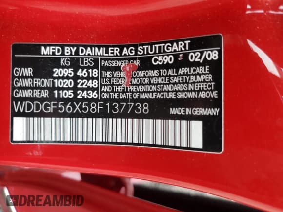 ✅ 2008 Mercedes-Benz C 350 Sport • VIN: WDDGF56X58F137738 • Лот: 84418515. Опубликован ранее на Copart с пробегом 116 706 миль. Бесплатный доступ к архиву аукционных продаж из США и подробный отчёт об истории автомобиля на DreamBid. Изображение 13.