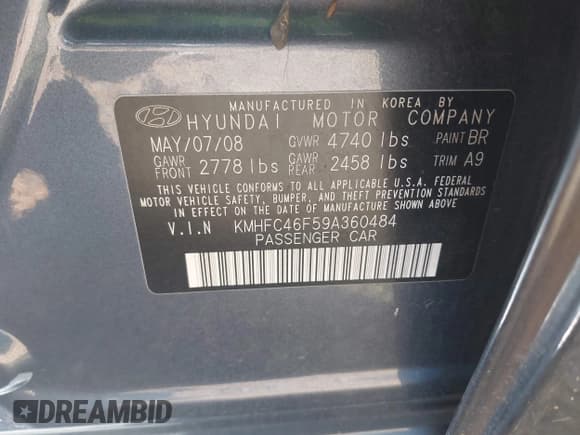 ✅ 2009 Hyundai Azera Limited • VIN: KMHFC46F59A360484 • Lot: 43093452. Listed on IAAI with 97,774 mi. Free auction sales archive from the USA and detailed vehicle history report at DreamBid. Image 9.