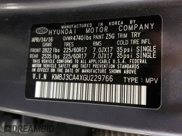 2016 Hyundai Tucson SE с VIN KM8J3CA4XGU229766, выставлен на аукционе Copart как лот 63295105 с пробегом 56 135 миль миль и Списание • Salvage title. История ставок и продаж доступна на DreamBid. Изображение 13.