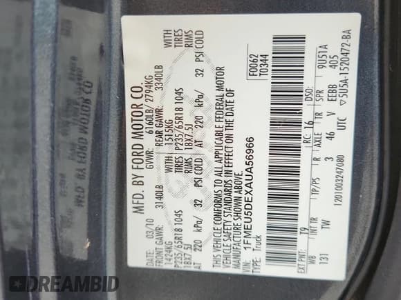 ✅ 2010 Ford Explorer Sport Trac Limited • VIN: 1FMEU5DEXAUA56966 • Lot: 86301635. Wystawiony na Copart z przebiegiem 167 285 mil. Bezpłatny archiwum sprzedaży aukcyjnych z USA i szczegółowy raport historii pojazdu na DreamBid. Zdjęcie 12.