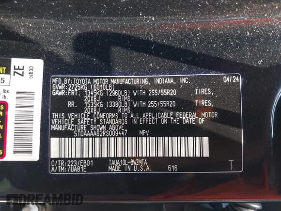 ✅ 2024 Lexus TX 350 • VIN: 5TDAAAA62RS009447 • Lot: 43030837. Wystawiony na IAAI z przebiegiem 19 883 mil. Bezpłatny archiwum sprzedaży aukcyjnych z USA i szczegółowy raport historii pojazdu na DreamBid. Zdjęcie 9.