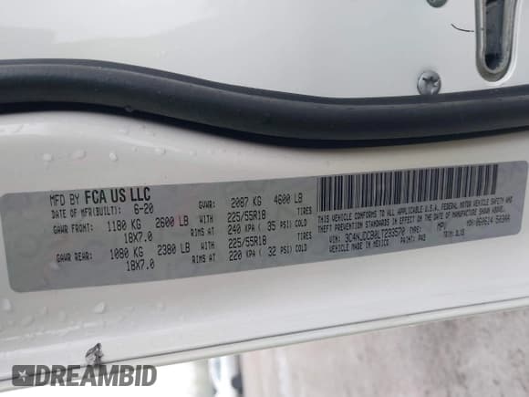 ✅ 2020 Jeep Compass Limited • VIN: 3C4NJDCB0LT233570 • Lot: 42182241. Listed on IAAI with 59,858 mi. Free auction sales archive from the USA and detailed vehicle history report at DreamBid. Image 9.