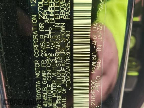 2024 Toyota Prius LE с VIN JTDACAAU7R3045340, выставлен на аукционе Copart как лот 85861145 с пробегом 11 789 миль миль и Чистый • Clean title. История ставок и продаж доступна на DreamBid. Изображение 12.