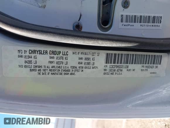 2013 Dodge Dart SXT z VIN 1C3CDFBA5DD211238, wystawiony jako IAAI lot #43589261 z przebiegiem 181 811 mil mil oraz . Historia ofert i sprzedaży dostępna na DreamBid. Obrazek 9.