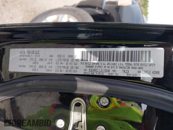 ✅ 2020 Ram 2500 Big Horn • VIN: 3C6UR5DL1LG115240 • Lot: 42073613. Listed on IAAI with 44,418 mi. Free auction sales archive from the USA and detailed vehicle history report at DreamBid. Image 9.