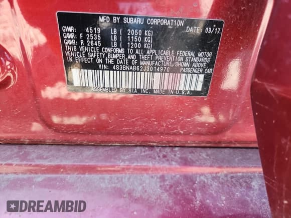 ✅ 2018 Subaru Legacy • VIN: 4S3BNAB62J3014970 • Лот: 70931495. Опубликован ранее на Copart с пробегом 86 335 миль. Бесплатный доступ к архиву аукционных продаж из США и подробный отчёт об истории автомобиля на DreamBid. Изображение 12.