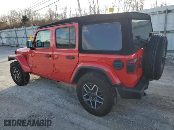 ✅ 2024 Jeep Wrangler Sahara • VIN: 1C4PJXEG9RW236263 • Lot: 45009025. Listed on Copart with 13,985 mi. Free auction sales archive from the USA and detailed vehicle history report at DreamBid. Image 2.
