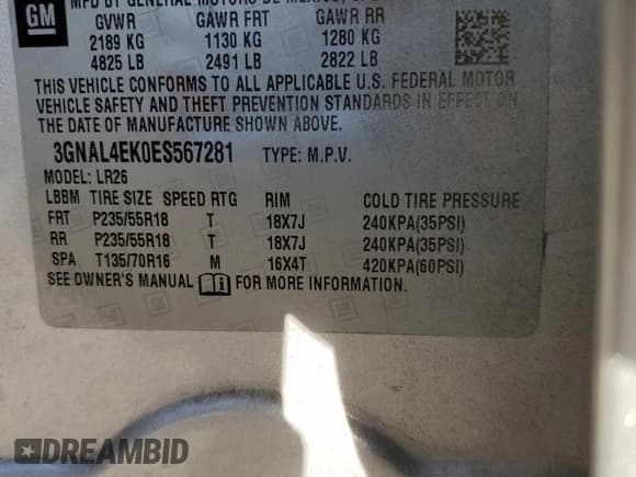 ✅ 2014 Chevrolet Captiva Sport LTZ • VIN: 3GNAL4EK0ES567281 • Lot: 42728055. Wystawiony na Copart z przebiegiem 105 127 mil. Bezpłatny archiwum sprzedaży aukcyjnych z USA i szczegółowy raport historii pojazdu na DreamBid. Zdjęcie 13.