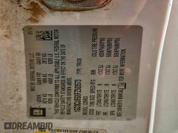 ✅ 2015 Chevrolet Silverado 2500HD Work Truck • VIN: 1GC0CUEG6FZ503573 • Лот: 94197385. Опубликован ранее на Copart с пробегом 286 741 миль. Бесплатный доступ к архиву аукционных продаж из США и подробный отчёт об истории автомобиля на DreamBid. Изображение 12.