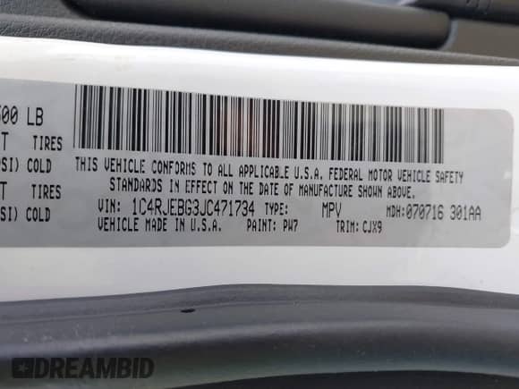 2018 Jeep Grand Cherokee Limited z VIN 1C4RJEBG3JC471734, wystawiony jako IAAI lot #42435256 z przebiegiem 68 312 mil mil oraz . Historia ofert i sprzedaży dostępna na DreamBid. Obrazek 9.