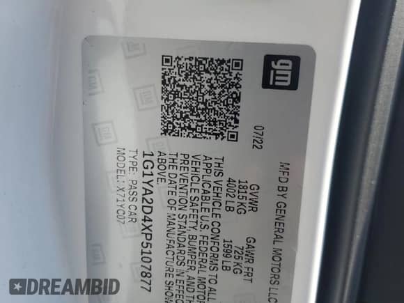 2023 Chevrolet Corvette 1LT с VIN 1G1YA2D4XP5107877, выставлен на аукционе Copart как лот 76481554 с пробегом 26 856 миль миль и Списание • Salvage title. История ставок и продаж доступна на DreamBid. Изображение 13.