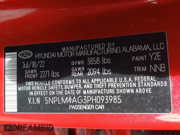 ✅ 2023 Hyundai Elantra SEL • VIN: 5NPLM4AG3PH093985 • Lot: 43407050. Listed on IAAI with 74,849 mi. Free auction sales archive from the USA and detailed vehicle history report at DreamBid. Image 9.