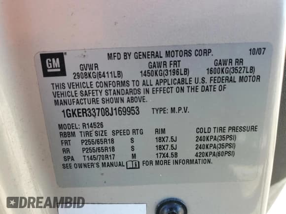 ✅ 2008 GMC Acadia SLT2 • VIN: 1GKER33708J169953 • Лот: 92703815. Опубликован ранее на Copart с пробегом 162 415 миль. Бесплатный доступ к архиву аукционных продаж из США и подробный отчёт об истории автомобиля на DreamBid. Изображение 13.