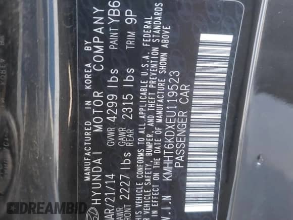 2014 Hyundai Genesis Coupe R-Spec with VIN KMHHT6KDXEU119523, listed as a Copart auction lot 82265325 with 88,944 mi miles and Salvage title. Bid and sale history available at DreamBid. Image 12.