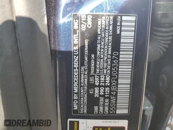 ✅ 2015 Mercedes-Benz C 300 • VIN: 55SWF4JBXFU053670 • Lot: 87491025. Wystawiony na Copart z przebiegiem 109 968 mil. Bezpłatny archiwum sprzedaży aukcyjnych z USA i szczegółowy raport historii pojazdu na DreamBid. Zdjęcie 12.