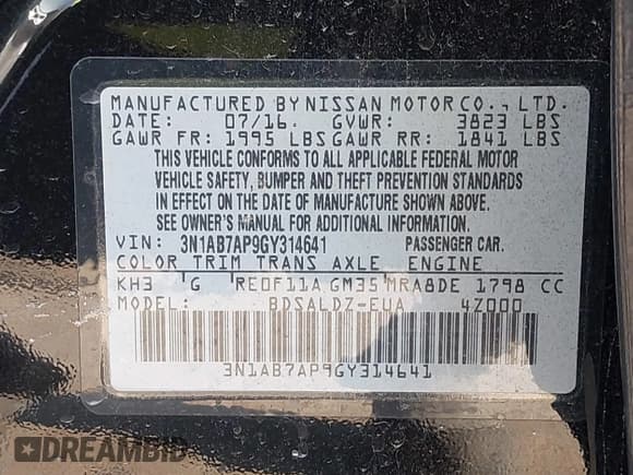 ✅ 2016 Nissan Sentra FE+ S • VIN: 3N1AB7AP9GY314641 • Lot: 42730216. Wystawiony na IAAI z przebiegiem 168 315 mil. Bezpłatny archiwum sprzedaży aukcyjnych z USA i szczegółowy raport historii pojazdu na DreamBid. Zdjęcie 9.