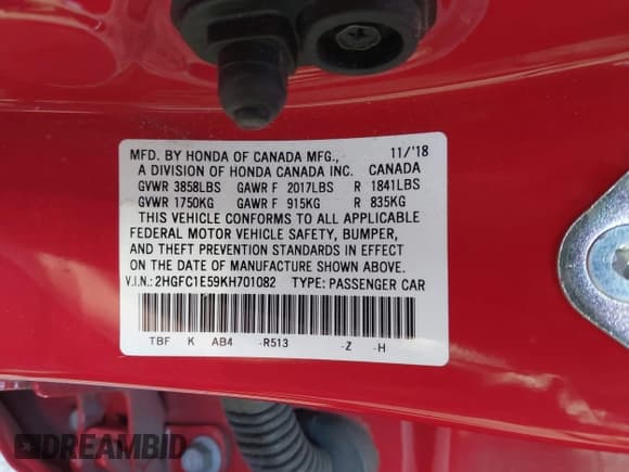 ✅ 2019 Honda Civic Si • VIN: 2HGFC1E59KH701082 • Лот: 43596521. Опубликован ранее на IAAI с пробегом 50 050 миль. Бесплатный доступ к архиву аукционных продаж из США и подробный отчёт об истории автомобиля на DreamBid. Изображение 9.