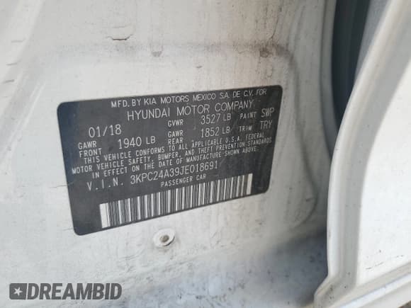 ✅ 2018 Hyundai Accent SEL • VIN: 3KPC24A39JE018691 • Лот: 67448434. Опубликован ранее на Copart с пробегом Не указан. Бесплатный доступ к архиву аукционных продаж из США и подробный отчёт об истории автомобиля на DreamBid. Изображение 12.