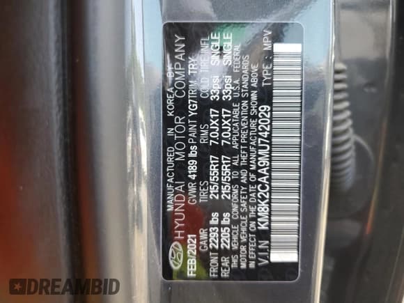 ✅ 2021 Hyundai Kona SEL • VIN: KM8K2CAA9MU742029 • Лот: 64974404. Опубликован ранее на Copart с пробегом 50 426 миль. Бесплатный доступ к архиву аукционных продаж из США и подробный отчёт об истории автомобиля на DreamBid. Изображение 12.