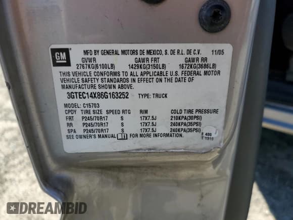 ✅ 2006 GMC Sierra 1500 Work Truck • VIN: 3GTEC14X86G163252 • Лот: 82444665. Опубликован ранее на Copart с пробегом 217 355 миль. Бесплатный доступ к архиву аукционных продаж из США и подробный отчёт об истории автомобиля на DreamBid. Изображение 12.