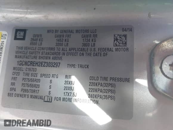 2014 Chevrolet Silverado 1500 LT с VIN 1GCNCREH2EZ303297, выставлен на аукционе IAAI как лот 41692877 с пробегом 115 621 миль миль и . История ставок и продаж доступна на DreamBid. Изображение 9.