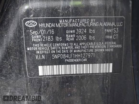 2017 Hyundai Elantra SE z VIN 5NPD84LF1HH127971, wystawiony jako IAAI lot #43460523 z przebiegiem 144 237 mil mil oraz . Historia ofert i sprzedaży dostępna na DreamBid. Obrazek 9.