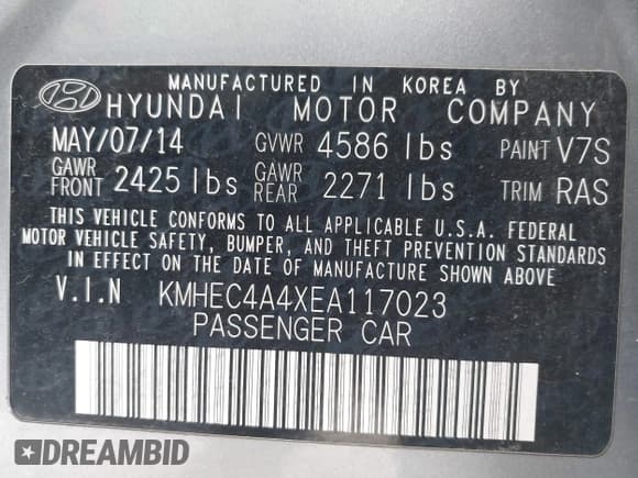 ✅ 2014 Hyundai Sonata Limited • VIN: KMHEC4A4XEA117023 • Lot: 41299461. Wystawiony na IAAI z przebiegiem 154 822 mil. Bezpłatny archiwum sprzedaży aukcyjnych z USA i szczegółowy raport historii pojazdu na DreamBid. Zdjęcie 9.