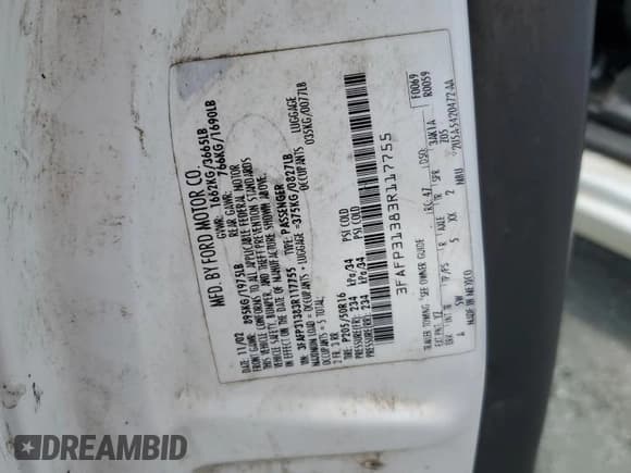 ✅ 2003 Ford Focus ZX3 • VIN: 3FAFP31383R117755 • Lot: 60668725. Wystawiony na Copart z przebiegiem 135 856 mil. Bezpłatny archiwum sprzedaży aukcyjnych z USA i szczegółowy raport historii pojazdu na DreamBid. Zdjęcie 13.