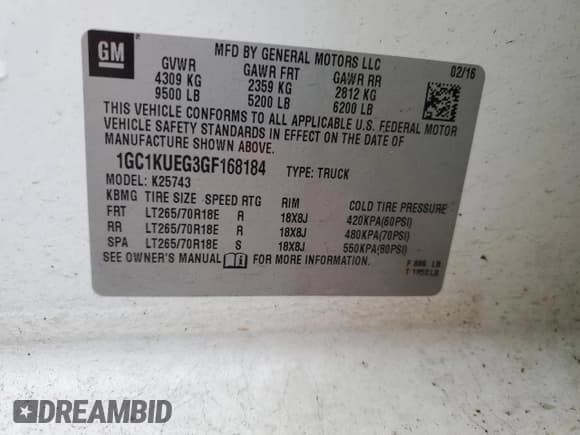 ✅ 2016 Chevrolet Silverado 2500HD Work Truck • VIN: 1GC1KUEG3GF168184 • Лот: 81453334. Опубликован ранее на Copart с пробегом 100 612 миль. Бесплатный доступ к архиву аукционных продаж из США и подробный отчёт об истории автомобиля на DreamBid. Изображение 14.