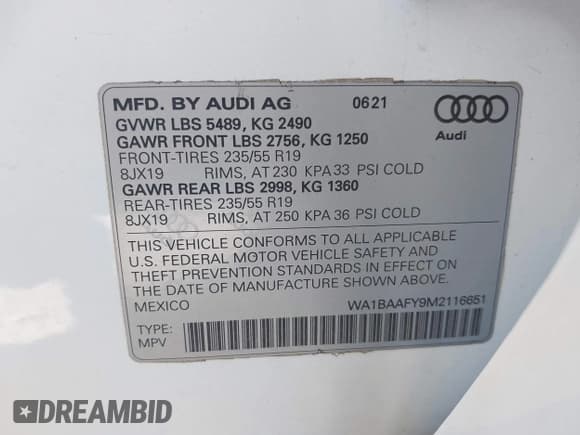 ✅ 2021 Audi Q5 Premium Plus • VIN: WA1BAAFY9M2116651 • Lot: 43622408. Wystawiony na IAAI z przebiegiem 44 587 mil. Bezpłatny archiwum sprzedaży aukcyjnych z USA i szczegółowy raport historii pojazdu na DreamBid. Zdjęcie 9.
