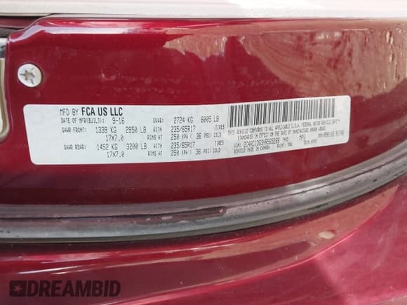 ✅ 2017 Chrysler Pacifica Touring • VIN: 2C4RC1DG3HR565288 • Lot: 42215711. Wystawiony na IAAI z przebiegiem 99 159 mil. Bezpłatny archiwum sprzedaży aukcyjnych z USA i szczegółowy raport historii pojazdu na DreamBid. Zdjęcie 9.