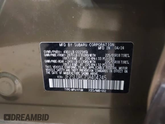 ✅ 2025 Subaru Forester Limited • VIN: JF2SLDRC7SH404245 • Лот: 43860233. Опубликован ранее на IAAI с пробегом 12 261 миль. Бесплатный доступ к архиву аукционных продаж из США и подробный отчёт об истории автомобиля на DreamBid. Изображение 9.