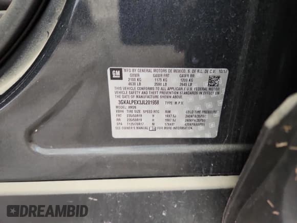 ✅ 2018 GMC Terrain SLT • VIN: 3GKALPEX3JL201958 • Lot: 68702315. Listed on Copart with Not provided. Free auction sales archive from the USA and detailed vehicle history report at DreamBid. Image 14.