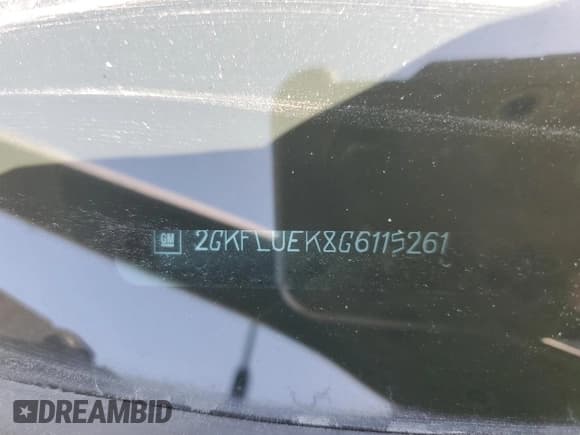 ✅ 2016 GMC Terrain SLT • VIN: 2GKFLUEK8G6115261 • Lot: 83854485. Listed on Copart with 107,306 mi. Free auction sales archive from the USA and detailed vehicle history report at DreamBid. Image 13.