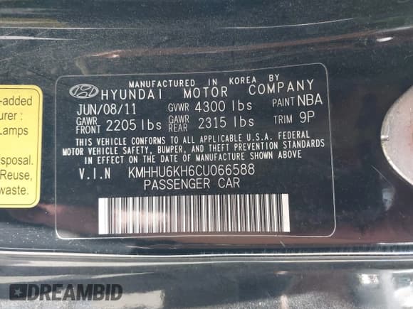 ✅ 2012 Hyundai Genesis Coupe Grand Touring • VIN: KMHHU6KH6CU066588 • Lot: 42207906. Wystawiony na IAAI z przebiegiem 111 213 mil. Bezpłatny archiwum sprzedaży aukcyjnych z USA i szczegółowy raport historii pojazdu na DreamBid. Zdjęcie 9.