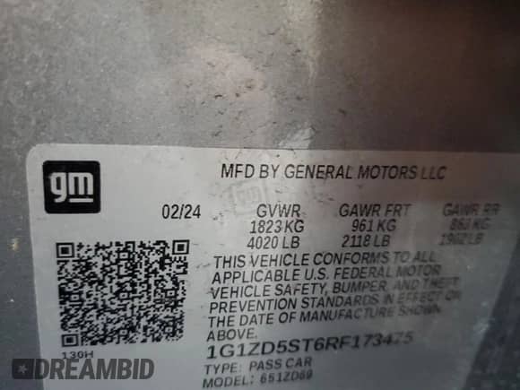 ✅ 2024 Chevrolet Malibu LT • VIN: 1G1ZD5ST6RF173475 • Лот: 84553045. Опубликован ранее на Copart с пробегом 46 809 миль. Бесплатный доступ к архиву аукционных продаж из США и подробный отчёт об истории автомобиля на DreamBid. Изображение 13.