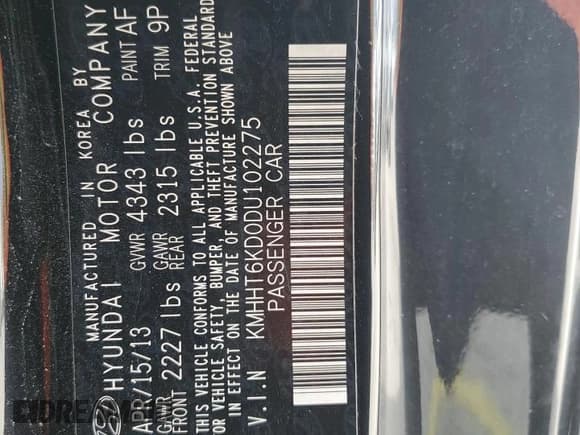 ✅ 2013 Hyundai Genesis Coupe Premium • VIN: KMHHT6KD0DU102275 • Lot: 51611775. Wystawiony na Copart z przebiegiem 73 843 mil. Bezpłatny archiwum sprzedaży aukcyjnych z USA i szczegółowy raport historii pojazdu na DreamBid. Zdjęcie 14.