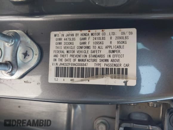 ✅ 2010 Acura TSX • VIN: JH4CU2F69AC008847 • Lot: 42432908. Listed on IAAI with Not provided. Free auction sales archive from the USA and detailed vehicle history report at DreamBid. Image 9.