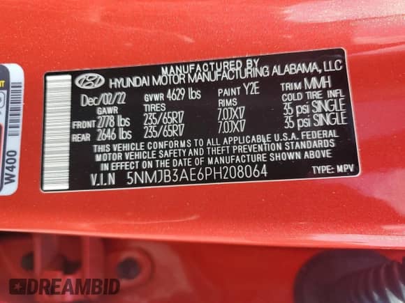 2023 Hyundai Tucson SEL z VIN 5NMJB3AE6PH208064, wystawiony jako Copart lot #68642755 z przebiegiem 64 845 mil mil oraz Szkoda całkowita • Salvage title. Historia ofert i sprzedaży dostępna na DreamBid. Obrazek 13.